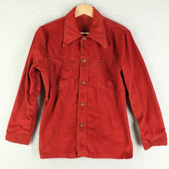 Vintage Jackets & Blazers - Vintage Jacket Womens Small Red Canvas Western Snap Cowgirl Outdoor 70S 80S